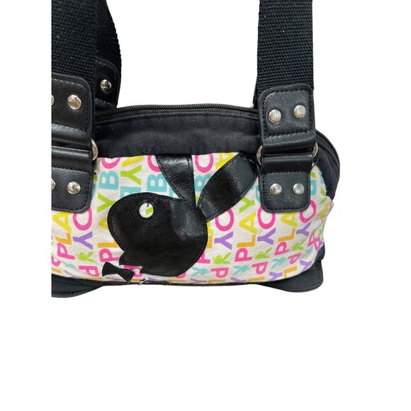 Playboy vintage Multicolor Canvas Faux Leather Shoulder Handbag SKU 9227 - Picture 11 of 16